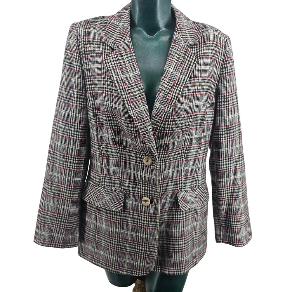 Vintage Sag Harbor Brown Herringbone Wool blend Blazer Academia Business 10 3442